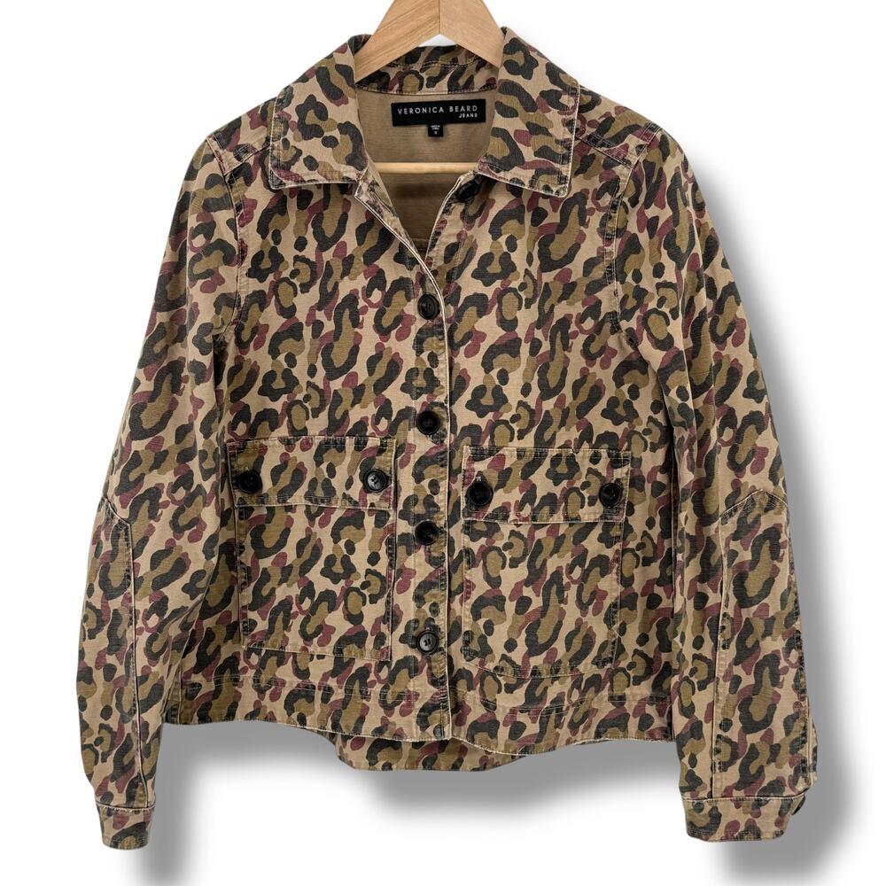 Veronica Beard Mercer Leopard Print Cotton Jacket Womens Sz Small Button Front